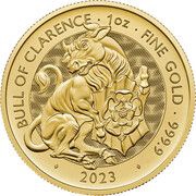 100 Pounds - Charles III Bull of Clarence; 1 oz Fine Gold, United Kingdom, 2023 reverse image