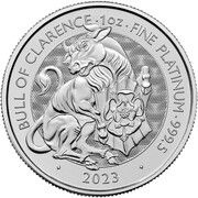100 Pounds - Charles III Bull of Clarence; 1 oz Fine Platinum, United Kingdom, 2023 reverse image
