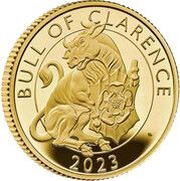 100 Pounds - Charles III Bull of Clarence; Gold Proof, United Kingdom, 2023 reverse image