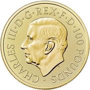 100 Pounds - Charles III Britannia & Liberty; 1 oz Fine Gold obverse image