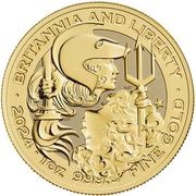 100 Pounds - Charles III Britannia & Liberty; 1 oz Fine Gold, United Kingdom, 2024 reverse image