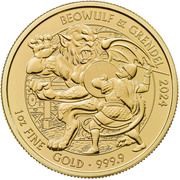 100 Pounds - Charles III Beowulf & Grendel; 1 oz Fine Gold, United Kingdom, 2024 reverse image
