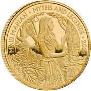 100 Pounds - Charles III Maid Marian; Gold Proof, United Kingdom, 2024 reverse image