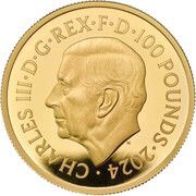 100 Pounds - Charles III Robin Hood; Gold Proof obverse image