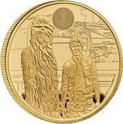 100 Pounds - Charles III Han Solo and Chewbacca; Gold Proof, United Kingdom, 2024 reverse image