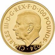 100 Pounds - Charles III Seymour Unicorn; Gold Proof obverse image