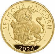 100 Pounds - Charles III Seymour Unicorn; Gold Proof, United Kingdom, 2024 reverse image