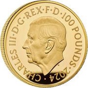 100 Pounds - Charles III Tudor Dragon; Gold Proof obverse image
