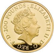 200 Pounds - Elizabeth II 5th portrait; 2 oz Fine Gold obverse image