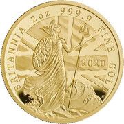 200 Pounds - Elizabeth II 5th portrait; 2 oz Fine Gold, United Kingdom, 2020 reverse image