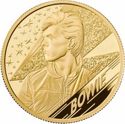 200 Pounds - Elizabeth II David Bowie; Gold Proof, United Kingdom, 2020 reverse image