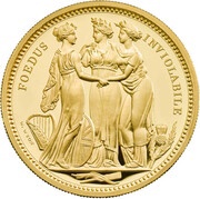 200 Pounds - Elizabeth II The Three Graces; Gold Proof, United Kingdom, 2020 reverse image