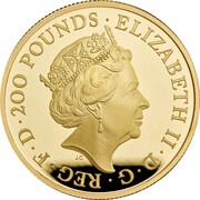 200 Pounds - Elizabeth II 5th portrait; 2 oz Fine Gold obverse image
