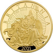 200 Pounds - Elizabeth II 5th portrait; 2 oz Fine Gold, United Kingdom, 2021 reverse image
