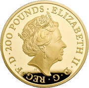 200 Pounds - Elizabeth II 5th portrait; 2 oz Fine Gold obverse image