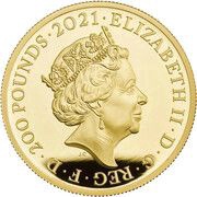 200 Pounds - Elizabeth II Gothic Crown Quartered Arms; Gold Proof obverse image