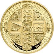 200 Pounds - Elizabeth II Gothic Crown Quartered Arms; Gold Proof, United Kingdom, 2021 reverse image