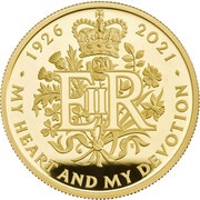 200 Pounds - Elizabeth II Queen's 95th Birthday; Gold Proof, United Kingdom, 2021 reverse image