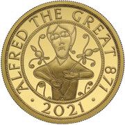 200 Pounds - Elizabeth II Alfred The Great; Gold Proof, United Kingdom, 2021 reverse image