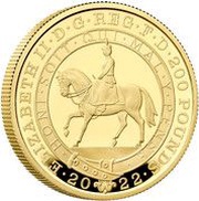 200 Pounds - Elizabeth II Platinum Jubilee; Gold Proof obverse image