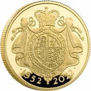 200 Pounds - Elizabeth II Platinum Jubilee; Gold Proof, United Kingdom, 2022 reverse image