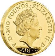 200 Pounds - Elizabeth II Lion of England; Gold Proof obverse image