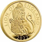 200 Pounds - Elizabeth II Lion of England; Gold Proof, United Kingdom, 2022 reverse image