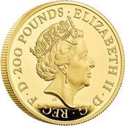 200 Pounds - Elizabeth II Posthumous; Yale of Beaufort; Gold Proof obverse image