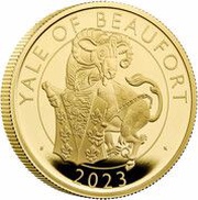 200 Pounds - Elizabeth II Posthumous; Yale of Beaufort; Gold Proof, United Kingdom, 2023 reverse image