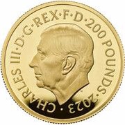 200 Pounds - Charles III The Lion and The Eagle; Gold Proof obverse image