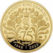 200 Pounds - Charles III King Charles' 75th Birthday; 2 oz Gold Proof, United Kingdom, 2023 reverse image