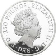 250 Pounds - Elizabeth II 5th portrait; 20 oz Fine Silver obverse image