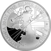 250 Pounds - Elizabeth II 5th portrait; 20 oz Fine Silver, United Kingdom, 2017 reverse image
