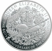 500 Pounds - Elizabeth II 60th Coronation Jubilee; Silver Proof, United Kingdom, 2013 reverse image