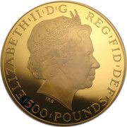 500 Pounds - Elizabeth II 4th portrait; 5 oz Fine Gold obverse image
