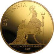 500 Pounds - Elizabeth II 4th portrait; 5 oz Fine Gold, United Kingdom, 2013 reverse image