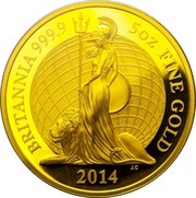 500 Pounds - Elizabeth II 4th portrait; 5 oz Fine Gold, United Kingdom, 2014 reverse image