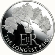500 Pounds - Elizabeth II Longest Reign; Silver Proof, United Kingdom, 2015 reverse image