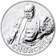 500 Pounds - Elizabeth II Winston Churchill; Silver Proof, United Kingdom, 2015 reverse image