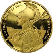 500 Pounds - Elizabeth II 5th portrait; 5 oz Fine Gold, United Kingdom, 2015 reverse image