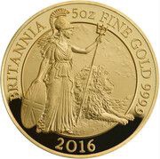 500 Pounds - Elizabeth II 5th portrait; 5 oz Fine Gold, United Kingdom, 2016 reverse image