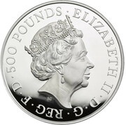500 Pounds - Elizabeth II Sapphire Jubilee; Silver Proof obverse image