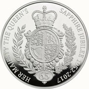 500 Pounds - Elizabeth II Sapphire Jubilee; Silver Proof, United Kingdom, 2017 reverse image