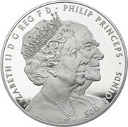 500 Pounds - Elizabeth II Platinum Wedding; Silver Proof obverse image