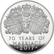 500 Pounds - Elizabeth II Platinum Wedding; Silver Proof, United Kingdom, 2017 reverse image