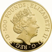 500 Pounds - Elizabeth II Unicorn of Scotland; Gold Proof, United Kingdom, 2017 obverse image