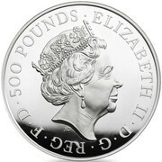 500 Pounds - Elizabeth II Lion of England; Silver Proof obverse image