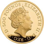 500 Pounds - Elizabeth II 5th portrait; 5 oz Fine Gold obverse image