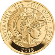 500 Pounds - Elizabeth II 5th portrait; 5 oz Fine Gold, United Kingdom, 2018 reverse image