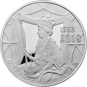500 Pounds - Elizabeth II Sapphire Coronation; Silver Proof, United Kingdom, 2018 reverse image
